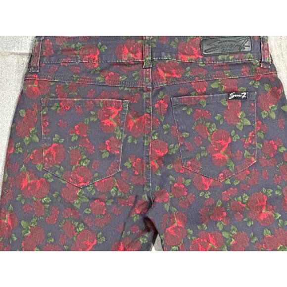 Seven7 Skinny Stretch Bold Floral Print Mid High Rise Jean Y2K Vintage Aesthetic - Picture 3 of 13